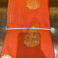 Kanjivaram Borderless Saree – Sunset Orange & Aqua Green with Rich Zari
