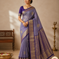 Dual Tone Saree – Lavender Grey & Royal Purple with Rich Zari Pallu