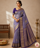 Dual Tone Saree – Lavender Grey & Royal Purple with Rich Zari Pallu