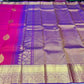 Kanjivaram Dual Tone Saree – Rani Pink Body with Royal Violet Zari Pallu