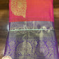 Dual Tone Saree in Coral Peach & Royal Blue with Rich Zari Pallu