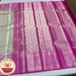 Pure Handloom Brocade Kanjivaram Silk Saree in Silver White & Lotus Pink