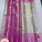 Pure Handloom Brocade Kanjivaram Silk Saree in Silver White & Lotus Pink