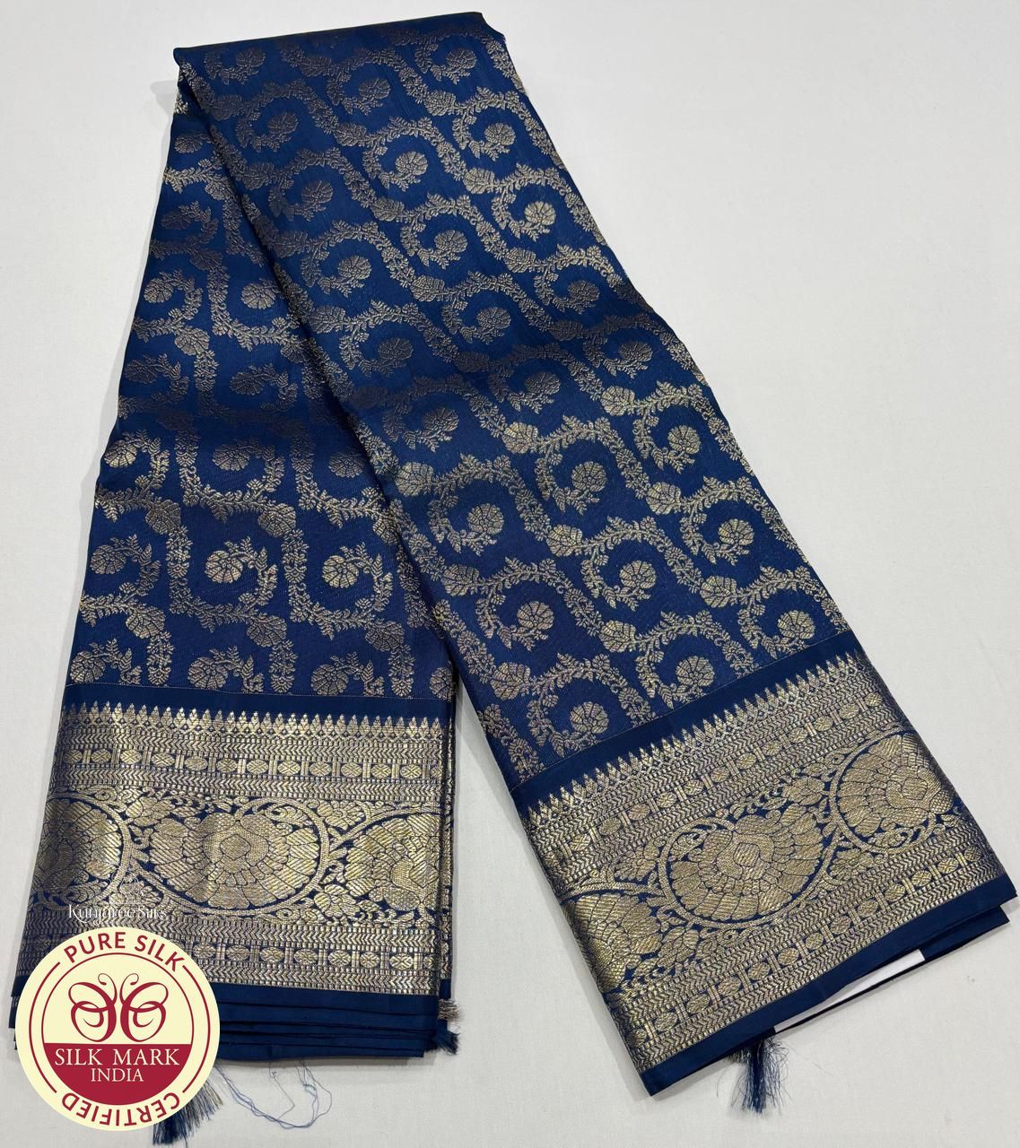 Pure Handloom Kanjivaram Silk Saree | Royal Blue with Pure Silver Zari Weaving
