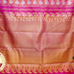 Pure Handloom Kanjivaram Silk Saree | Wine Magenta with Antique Gold Zari Checks