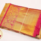 Pure Handloom Kanjivaram Silk Saree | Antique Gold & Rani Pink with  Zari