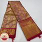 Pure Handloom Kanjivaram Silk Saree | Antique Gold & Rani Pink with  Zari