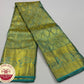 Pure Kanjivaram Silk Saree | Olive Green & Turquoise Blue with Rich Gold Zari