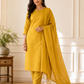 Mustard Yellow Cotton Silk Unstitched Salwar Suit with Elegant Woven Dupatta
