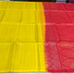 Pure Handloom Soft Silk Saree – Lemon Yellow & Deep Crimson Red Dual Tone