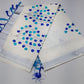 Elegant Off-White Kerala Cotton Saree with Blue Leaf Motif & Silver Kasavu Border