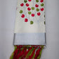 Off-White Kerala Cotton Saree with Pink & Olive Green Leaf Motifs and Silver Kasavu Border