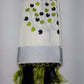 Off-White Kerala Cotton Saree with Black & Parrot Green Leaf Motifs and Silver Kasavu Border