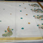 Off-White Kerala Cotton Saree with Peacock Embroidery and Golden Kasavu Border