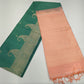 Pure Handloom Soft Silk Saree – Emerald Green with Antique Peach Gold Zari Border & Designer Pallu