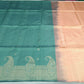 Pure Handloom Soft Silk Saree – Emerald Green with Antique Peach Gold Zari Border & Designer Pallu