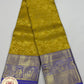 Royal Mustard Yellow Pure Kanjivaram Silk Saree with Violet Zari Border