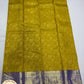 Royal Mustard Yellow Pure Kanjivaram Silk Saree with Violet Zari Border