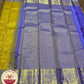 Royal Mustard Yellow Pure Kanjivaram Silk Saree with Violet Zari Border