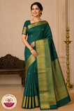 Royal Bottle Green  with Gold Zari Handloom Pure Kanjivaram Silk Saree