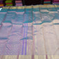 Pure Handloom Kanjivaram Silk Saree in Dual -Tone  Royal Purple with Aqua Teal & Antique Gold Zari Border