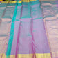 Pure Handloom Kanjivaram Silk Saree in Dual -Tone  Royal Purple with Aqua Teal & Antique Gold Zari Border