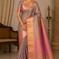 Pure Handloom Silk Bridal Saree in Antique Gold with Rose Pink Zari Pallu & Traditional Woven Border