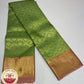 Pure Handloom Kanjivaram Silk Bridal Saree in Parrot Green with Antique Gold Zari & Rose Pink Border