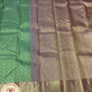 Pure Handloom Kanjivaram Silk Bridal Saree in Parrot Green with Antique Gold Zari & Rose Pink Border