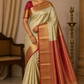 Champagne Gold & Royal Red Bridal Pure Kanjivaram Handloom Silk Saree