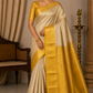 Pure Handloom Kanjivaram Silk Bridal Saree – Champagne Gold with Traditional Mustard Gold Zari