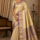 Pure Handloom Kanjivaram Silk Bridal Saree – Antique Gold with Rich Purple Zari Border & Pallu