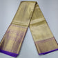 Pure Handloom Kanjivaram Silk Bridal Saree – Antique Gold with Rich Purple Zari Border & Pallu