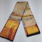 Pure Handloom Kanjivaram Silk Bridal Saree – Antique Gold with Multicolour Floral Brocade & Magenta Zari Border
