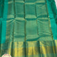 Pure Handloom Kanjivaram Silk Saree – Peacock Teal Blue with Antique Gold Zari