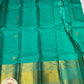 Pure Handloom Kanjivaram Silk Saree – Peacock Teal Blue with Antique Gold Zari