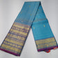 Pure Handloom Kanjivaram Silk Saree – Sky Blue with Mauve Purple Pallu & Antique Gold Zari