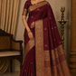 Pure Handloom Kanjivaram Silk Saree – Deep Maroon with Rich Antique Gold Zari