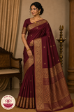 Pure Handloom Kanjivaram Silk Saree – Deep Maroon with Rich Antique Gold Zari