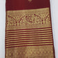 Pure Handloom Kanjivaram Silk Saree – Deep Maroon with Rich Antique Gold Zari