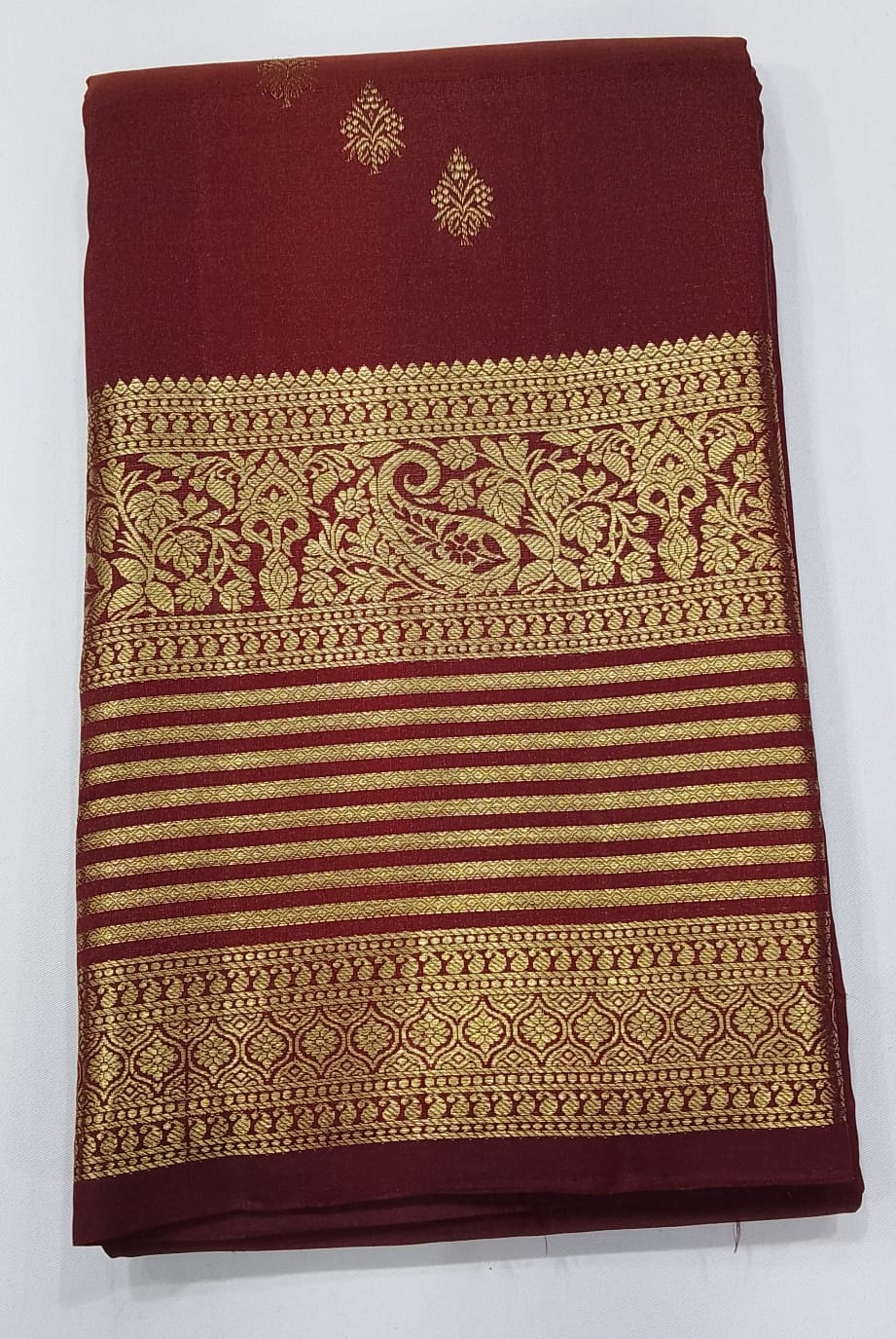 Pure Handloom Kanjivaram Silk Saree – Deep Maroon with Rich Antique Gold Zari