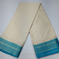 Ivory Cream & Turquoise Blue Mysore Semi Silk Saree with Antique Gold Zari