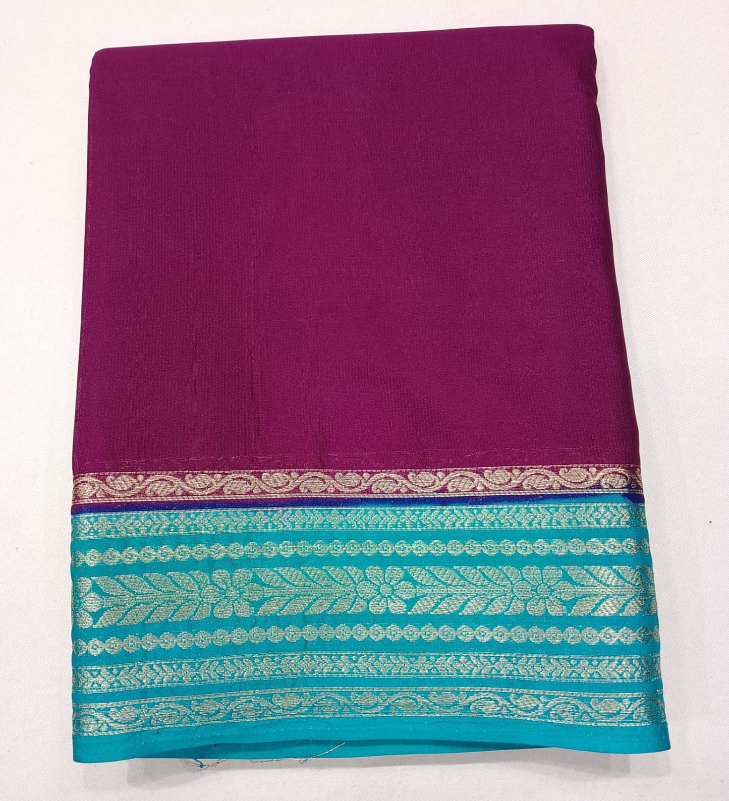 Berry Magenta & Turquoise Blue with Antique Gold Zari