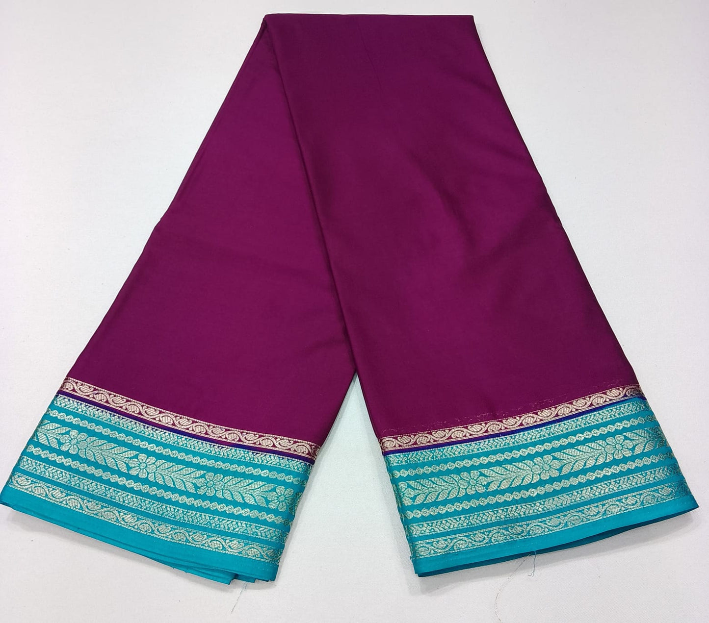 Berry Magenta & Turquoise Blue with Antique Gold Zari