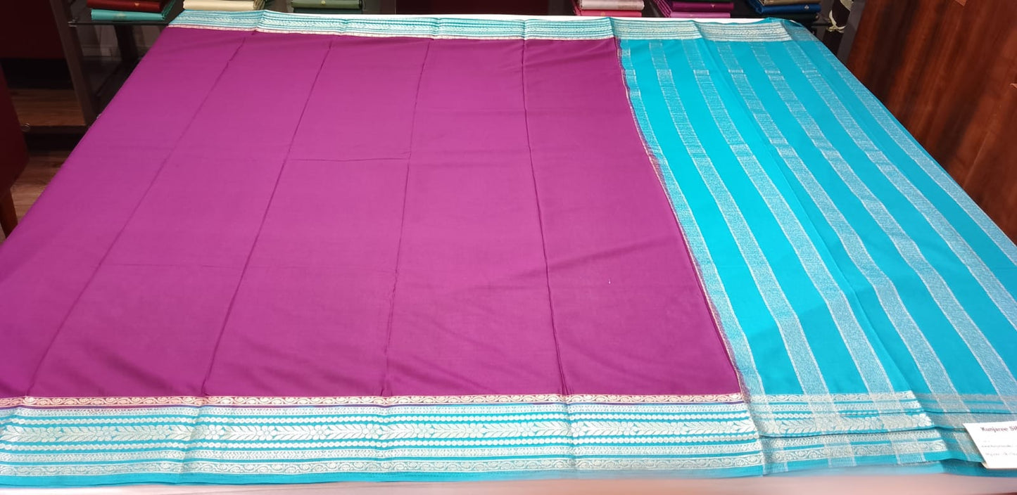 Berry Magenta & Turquoise Blue with Antique Gold Zari