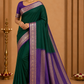 Mysore Semi Silk - Emerald Green & Royal Purple Mysore Semi Silk Saree with Antique Gold Zari