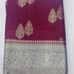 Mysore silk -Wine Maroon & Silver Grey Mysore Semi Silk Saree with Leaf Butta Zari