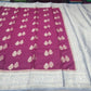 Mysore silk -Wine Maroon & Silver Grey Mysore Semi Silk Saree with Leaf Butta Zari