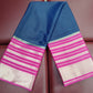 Mysore Silk -Navy Blue & Magenta Pink Mysore Semi Silk Saree with Silver Zari
