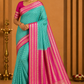 Mysore Silk - Aqua Turquoise & Magenta Pink Mysore Semi Silk Saree with Gold Zari